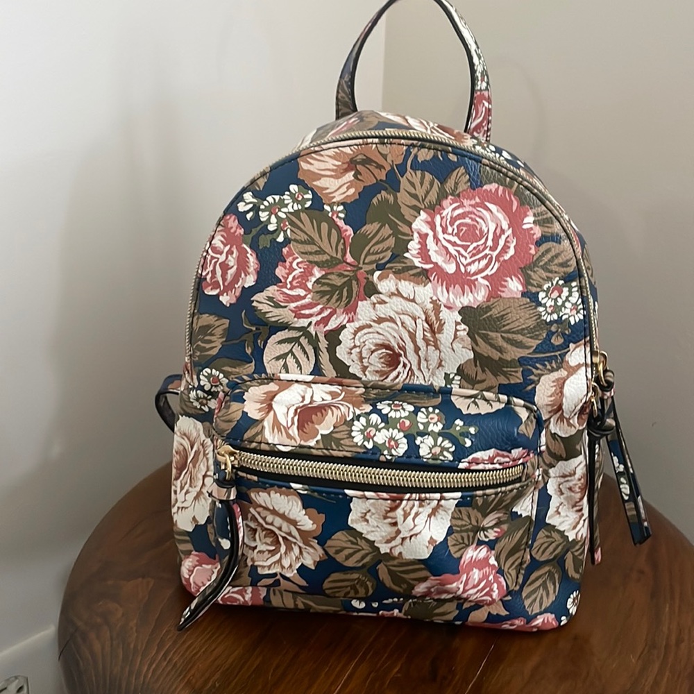 Mini Floral Backpack by T-Shirt & Jeans Multi Color Faux Leather Backpack